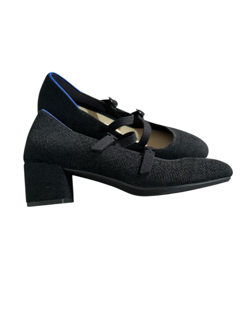 Rothy's ReVelvet Double Buckle Mary Jane Heels Black US Size 8 NEW Office Casual - Picture 4 of 12